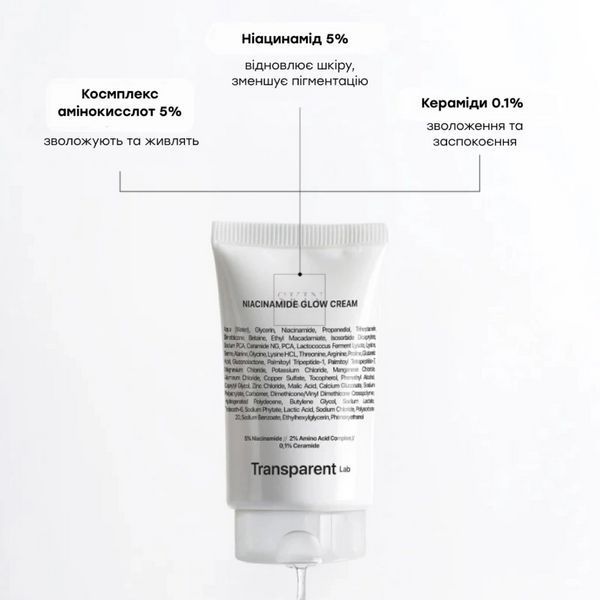 Освітлюючий крем-гель для обличчя з ніацинамідом Transparent Lab Niacinamide Glow Cream 50 ml 000565 фото